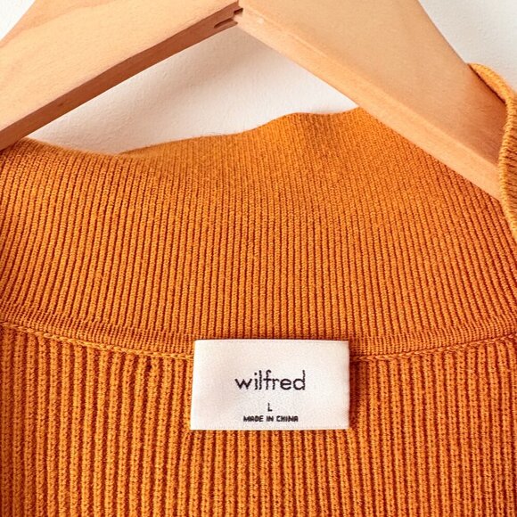 Aritzia Wilfred Cove Long Sleeve Knit Ribbed Dress Oriole Orange Size Large - Picture 7 of 7